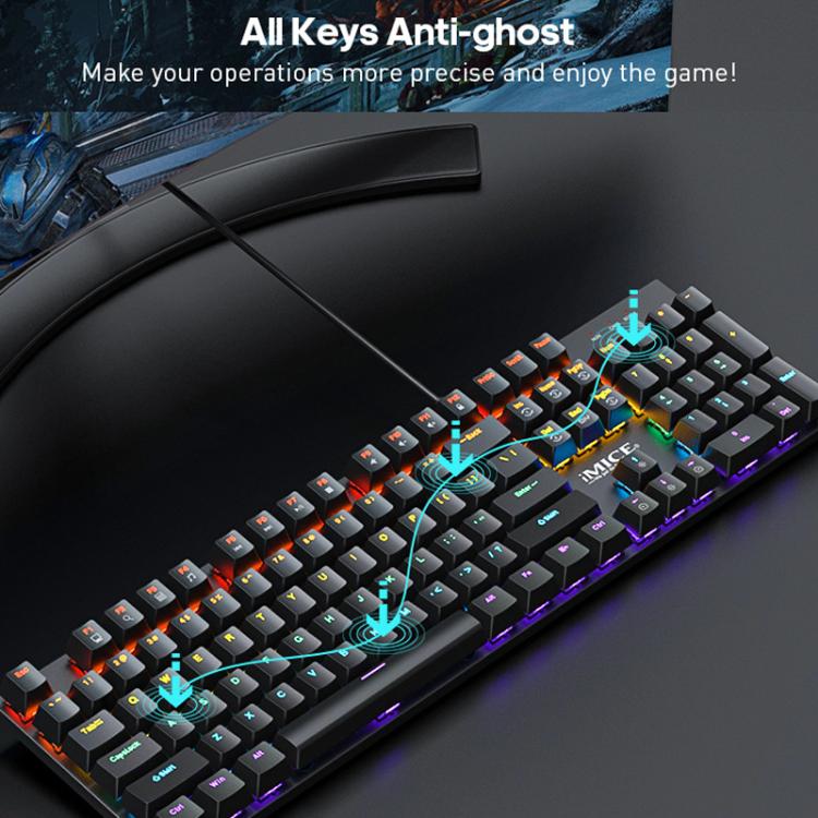 Teclado mecánico iMICE GK-600 para juegos metal RGB con cable USB y reposamanos