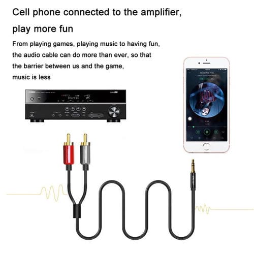 Cable de audio VEGGIEG 3,5 mm a 2 RCA para altavoces móvil y ordenador (10 m)