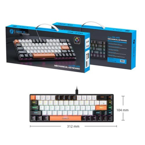 Teclado mecánico iMICE GK-690 con cable tipo C (Blanco y Rosa)