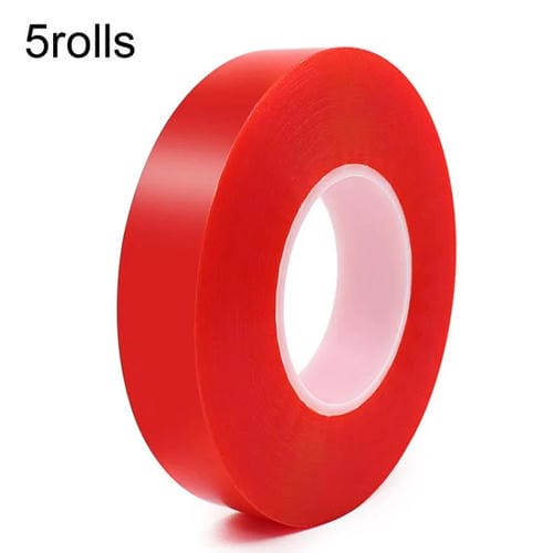 Double Sided Polyester Acrylic PET Adhesive Tape 0.2mm Thickness 5 Rolls 10m per Roll Width 5mm