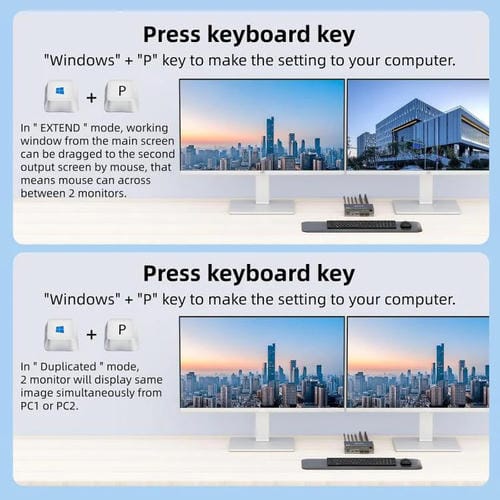 Conmutador KVM KVEVE KC-KVM202CH USB 3.0 doble monitor 4K 60 Hz (Enchufe australiano)