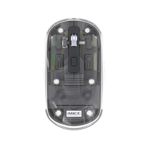 Ratón iMICE T400 de 4 teclas y 1600 DPI, modo dual, transparente, inalámbrico, silencioso y con carga Bluetooth (gris)