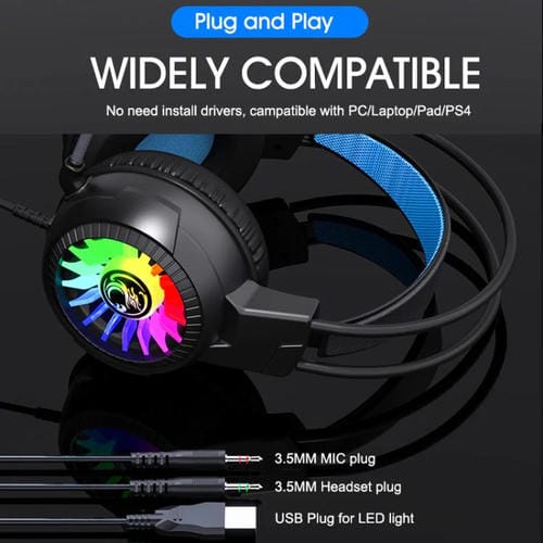Auriculares iMICE HD-490 RGB Light 7,1 mm para juegos de ordenador y esports con cable y micrófono