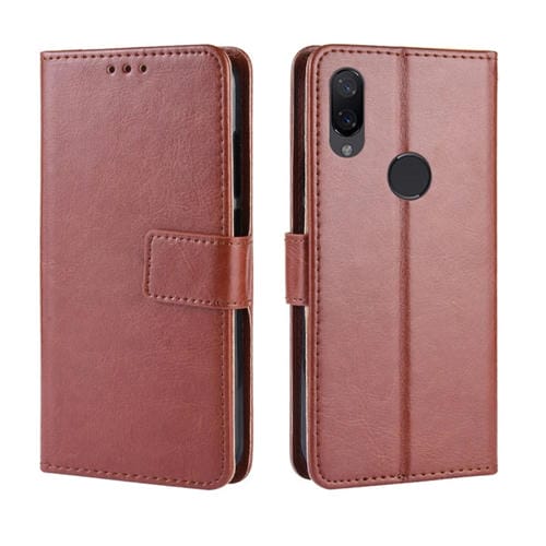 Funda de Cuero con Tapa Horizontal con Textura de Caballo Loco para Xiaomi Mi Play, con Soporte, Ranuras para Tarjetas, Billetera y Cordón (Marrón)