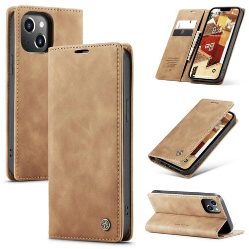 Para iPhone 15 Caseme 013 Funda para Teléfono de Cuero con Tapa Horizontal Multifuncional (Marrón) - MOVILSTORE