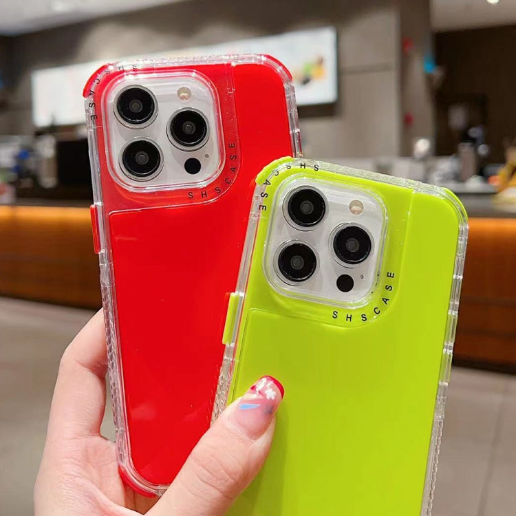 Para iPhone 15 Dreamland 3 En 1 Caja de Teléfono PC + TPU con Marco Transparente de Color Sólido (Verde Fluorescente) - MOVILSTORE
