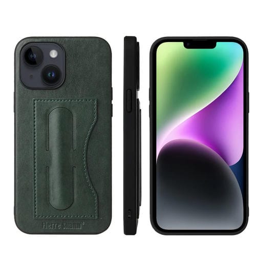 Para iPhone 15 Fierre Shann Holder Contraportada Funda para Teléfono Pu (Verde) - MOVILSTORE