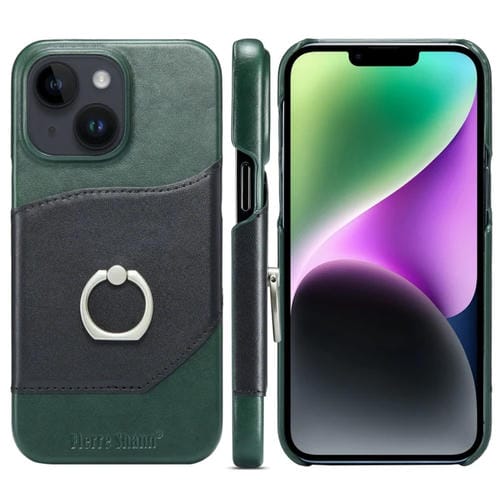 Para iPhone 15 Fierre Shann Oil Wax Texture Funda para Teléfono con Contraportada de Cuero Genuino (Negro) - MOVILSTORE