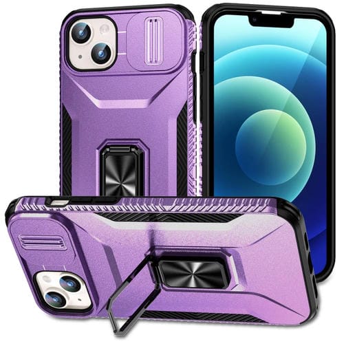 Para iPhone 15 Funda para TelĂ©fono con Soporte Deslizante para Escudo de Levas (PĂșrpura) - MOVILSTORE