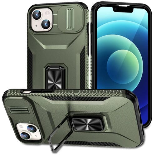 Para iPhone 15 Funda para Teléfono con Soporte Deslizante para Levas (Verde Alpino) - MOVILSTORE