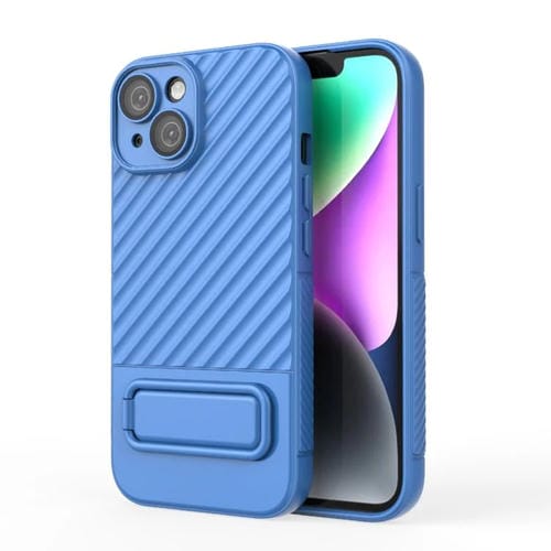 Para iPhone 15 Funda para TelĂ©fono de TPU con Textura Ondulada y PelĂcula para Lentes (Azul) - MOVILSTORE