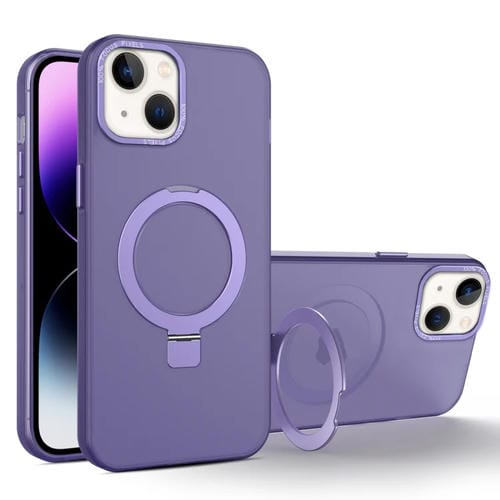 Para iPhone 15 Funda para TelĂ©fono TranslĂșcida Esmerilada con Soporte de Metal Magsafe (PĂșrpura Oscuro) - MOVILSTORE