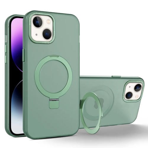 Para iPhone 15 Funda para TelĂ©fono TranslĂșcida Esmerilada con Soporte de Metal Magsafe (Verde) - MOVILSTORE