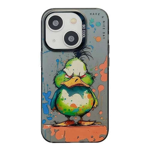 Para iPhone 15 PatrĂłn de Animales Serie de Pintura al Ăleo PC + Estuche para TelĂ©fono TPU (Pato Ira) - MOVILSTORE