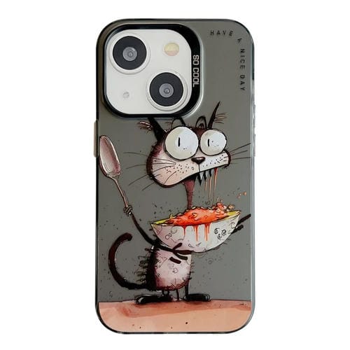 Para iPhone 15 PatrĂłn de Animales Serie de Pintura al Ăleo PC + Funda para TelĂ©fono TPU (Comiendo Rata) - MOVILSTORE