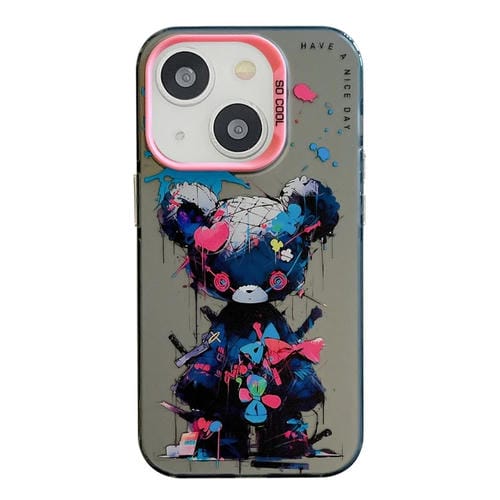 Para iPhone 15 PatrĂłn de Animales Serie de Pintura al Ăleo PC + Funda para TelĂ©fono TPU (Oso Andrajoso) - MOVILSTORE