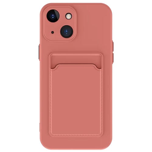 Para iPhone 15 Skin Feel Card Contraste Color Botón TPU Funda para Teléfono (Rosa Roja) - MOVILSTORE