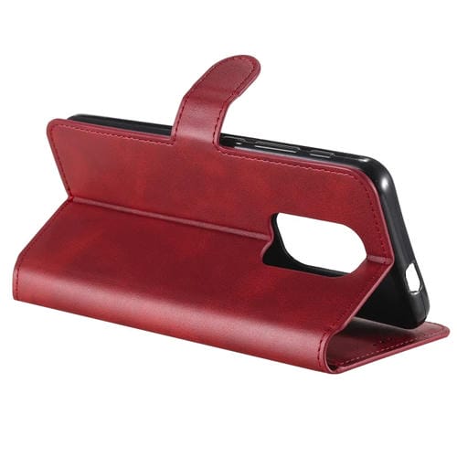 Para Motorola Moto G9 Play Classic Calf Texture PU + TPU Funda de cuero con tapa horizontal, con soporte, ranuras para tarjetas y billetera (rojo)