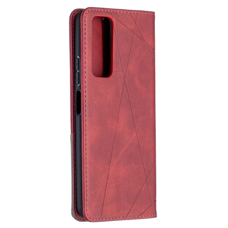 Para Huawei P Smart 2021 / Y7A Prismático Invisible Horizontal Horizontal Flip Funda de cuero con soporte y ranuras para tarjeta y marco de fotos (rojo)