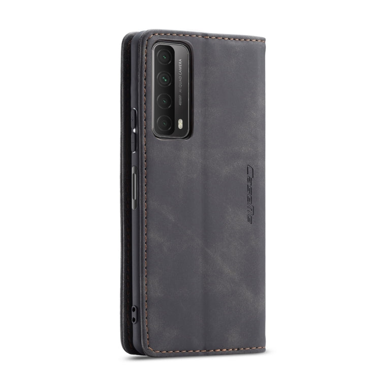 Para Huawei P Smart 2021 Caseme-013 Funda de cuero Horizontal Horizontal Frostontal Frostontal Multifuncional con ranura para tarjeta y soporte y billetera (Negro)