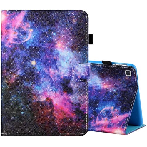 Estuche de Cuero Samsung Galaxy Tab S6 Lite SM-P610/615 Hilo de Coser Plano Horizontal con Soporte y Ranura (Cielo Estrellado)