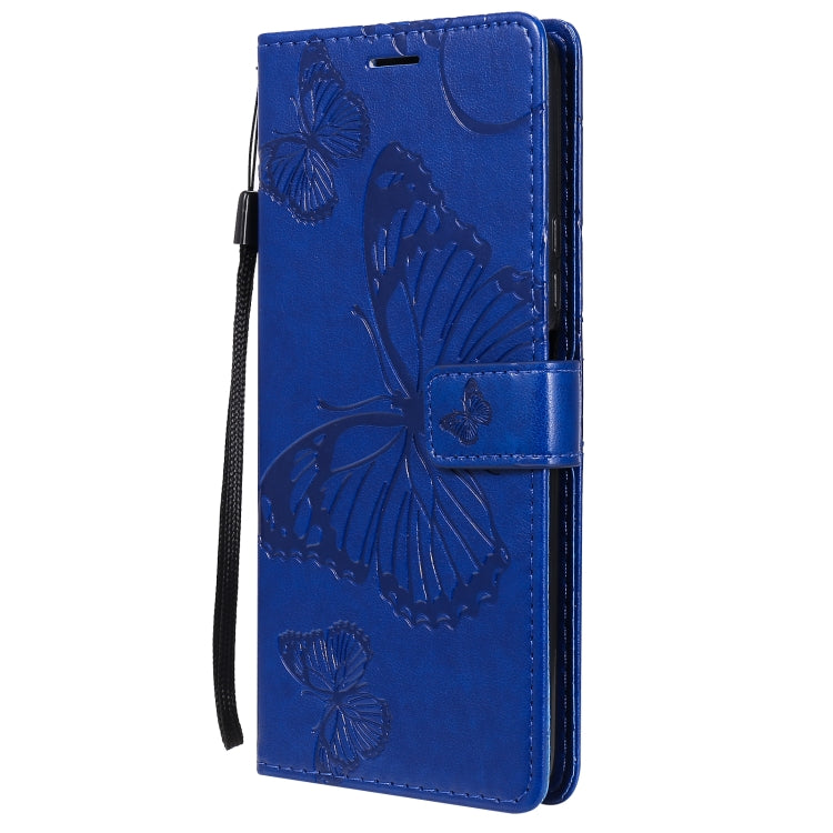 For Huawei Y9a 3D Butterflies Embossing Pattern Horizontal Flip Leather Case with Holder & Card Slot & Wallet(Blue)