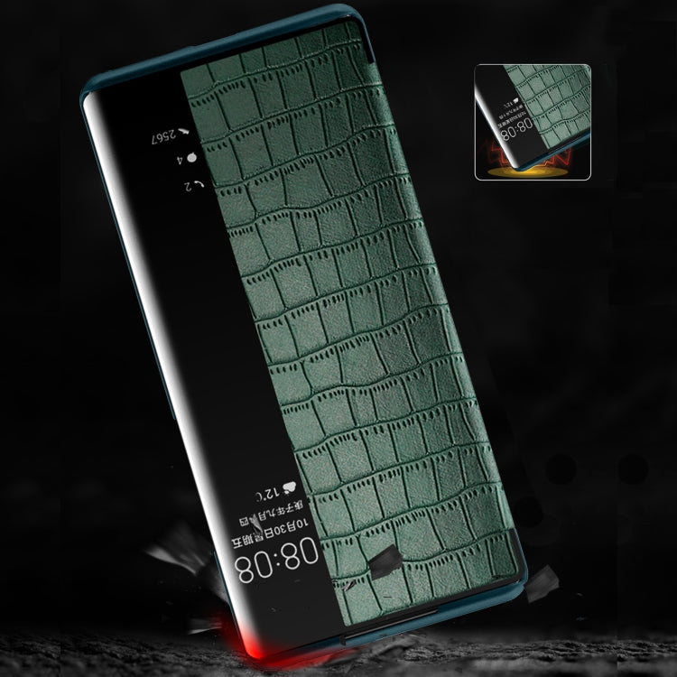 Para Huawei Mate 40 Textura de cocodrilo Ventana de pantalla Horizontal Flip Funda de cuero (marrón)
