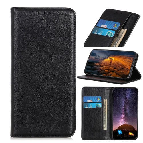 Para Google Pixel 6 Magnético Crazy Horse Texture Horizontal Flip Funda de cuero con soporte y ranuras para tarjetas y billetera (Negro)
