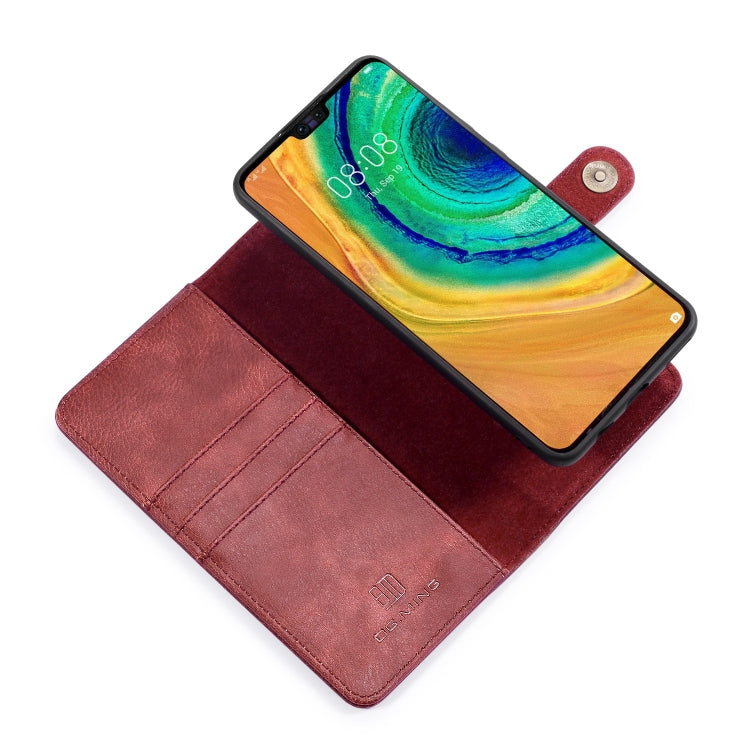 Para Huawei Mate 30 DG.MING Crazy Horse Texture Flip Funda de cuero magnética desmontable con soporte, ranuras para tarjetas y billetera (rojo)