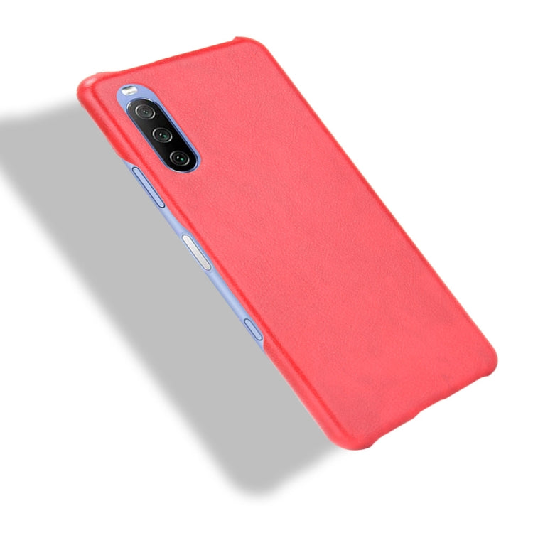Para Sony Xperia 10 III TRACKI TEXTURE TEXTURE TEXTURE PC + PU CASE (ROJO)