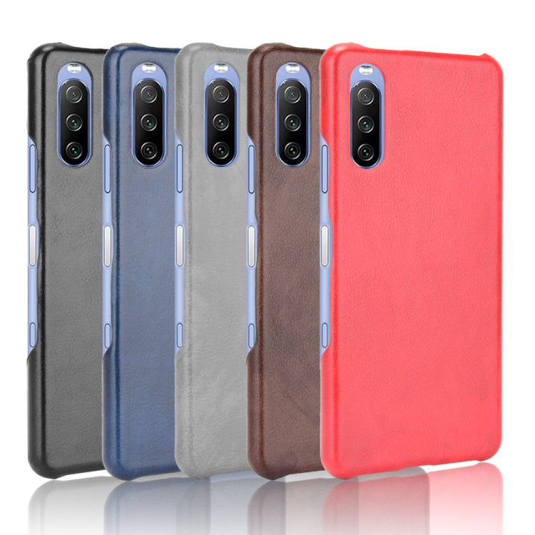 Para Sony Xperia 10 III TRACKI TEXTURE TEXTURE TEXTURE PC + PU CASE (ROJO)