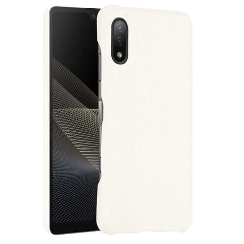 Para Sony Xperia Ace II Textura a prueba de choques de cocodrilo PC + caso PU (blanco)