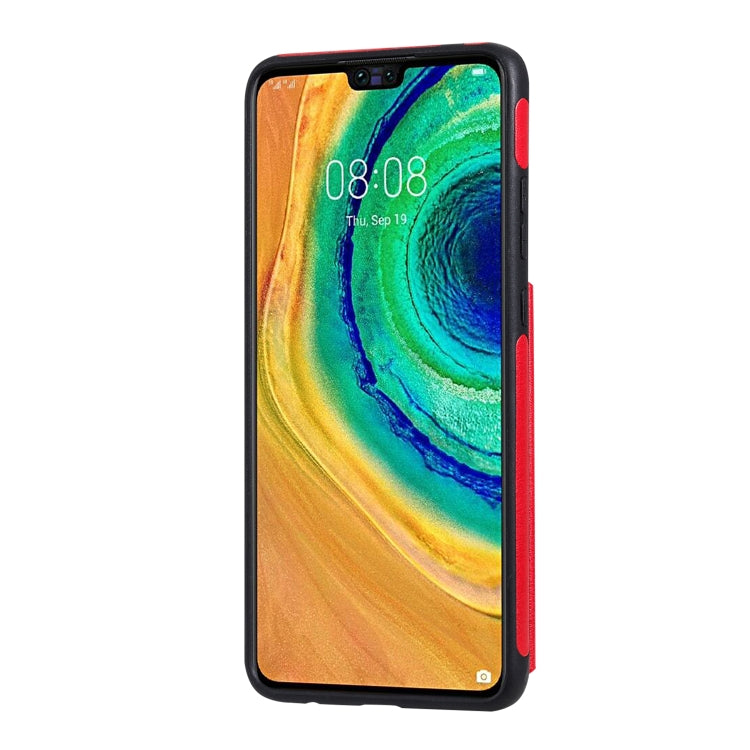 Para Huawei Mate 30 Color sólido Doble - Botón con cremallera Funda protectora a prueba de golpes (rojo)