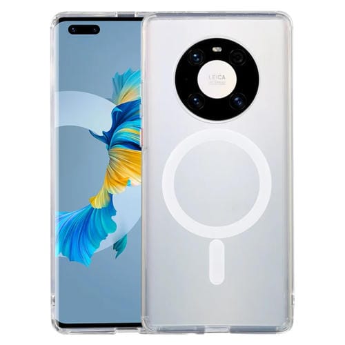 Para Huawei Mate 40 Pro Magsafe Case Sencillo Anillo Magnético Todo Incluido CRISTAL CRISTAL ACRYLIC PC + TPU Funda a prueba de golpes