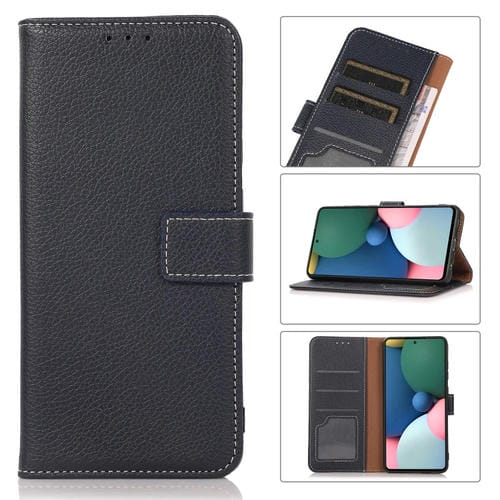 Para Motorola Moto G100 Litchi Texture PU + TPU Funda de cuero Horizontal Flip Funda con soporte y ranuras para tarjeta y billetera (azul)