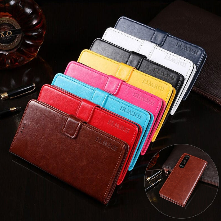 Para Sony Xperia 1 III Idewei Crazy Horse Texture Horizontal Flip Funda de cuero con soporte y ranuras para tarjetas y billetera (marrón)
