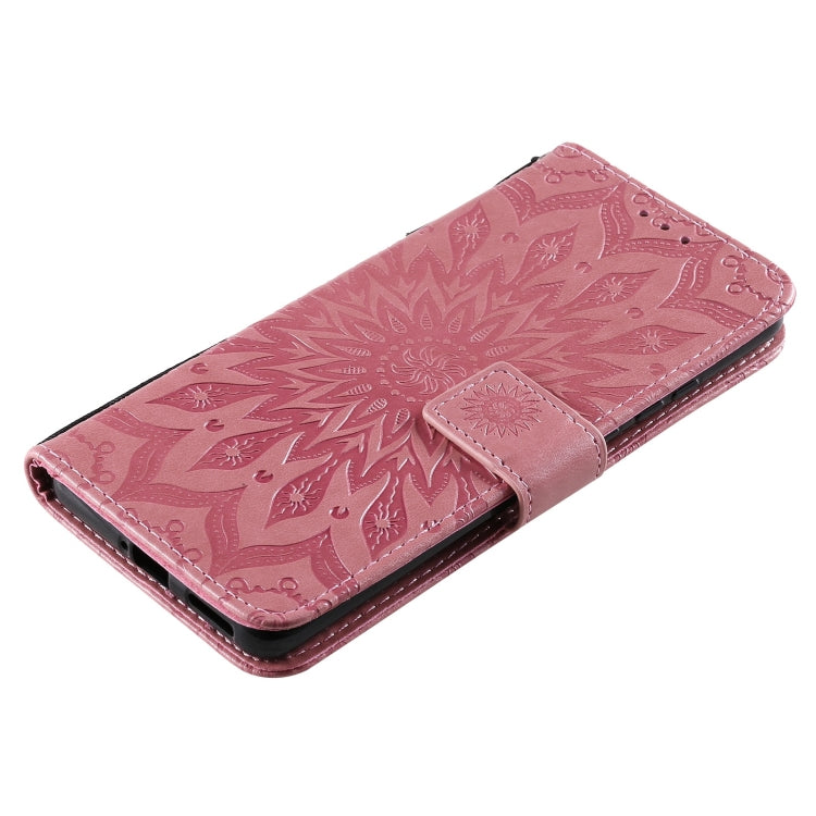 Para Huawei P50 Pro Sun Sun Pattern Horizontal Flip Funda de cuero con ranura para tarjeta y soporte y cartera y cordón (rosa)