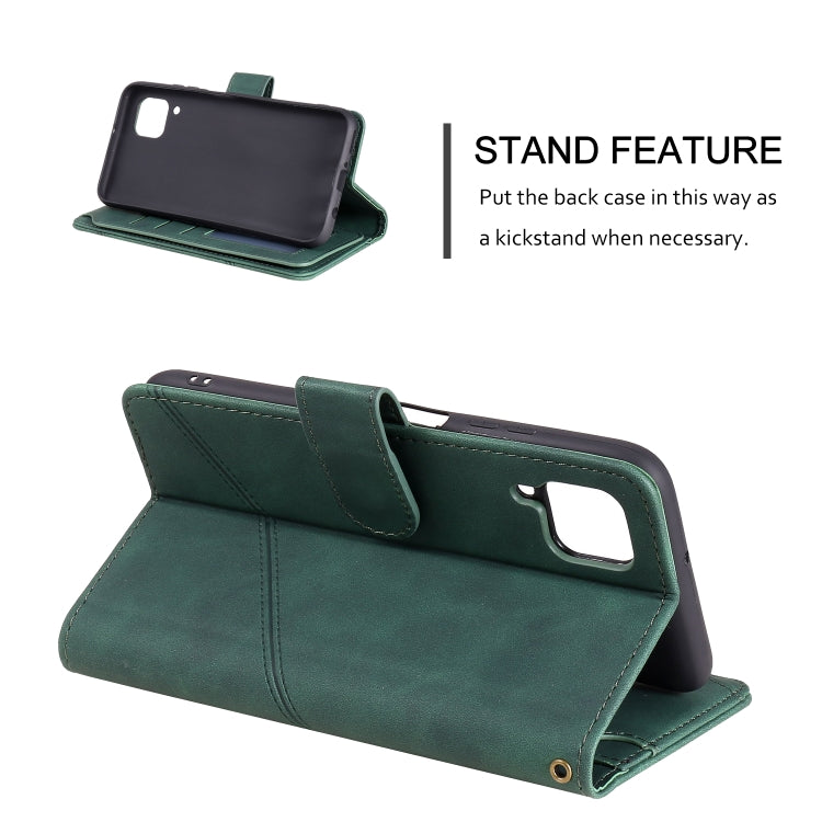 Para Huawei P40 Lite Siente la piel de la piel de la piel Horizontal Flip PU Funda de cuero con soporte y tragamonedas de tarjetas múltiples y billetera y lanyard y marco de fotos (verde)