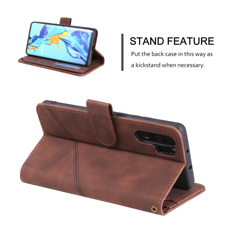 Para Huawei P30 PRO Piel Fee Business Horizontal Flip PU Funda de cuero con soporte y ranuras de tarjetas múltiples y billetera y filo y marco de fotos (marrón)
