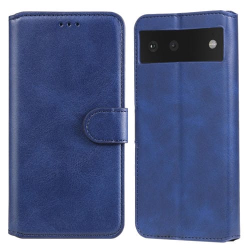 Textura clásica de la carne de becerro PU + TPU Funda de cuero horizontal con soporte y tragamonedas y billetera para Google Pixel 6 (Azul)