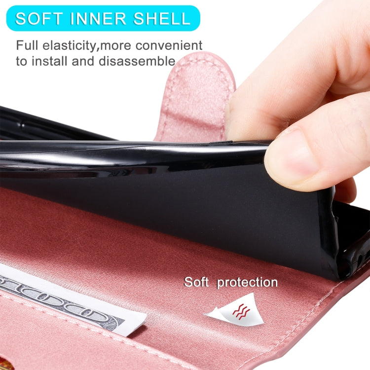 Caja clásica de la textura de la carne de becerro PU + TPU Funda de cuero de la flip horizontal con soporte y ranuras para tarjetas y billetera para Google Pixel 6 (oro rosa)