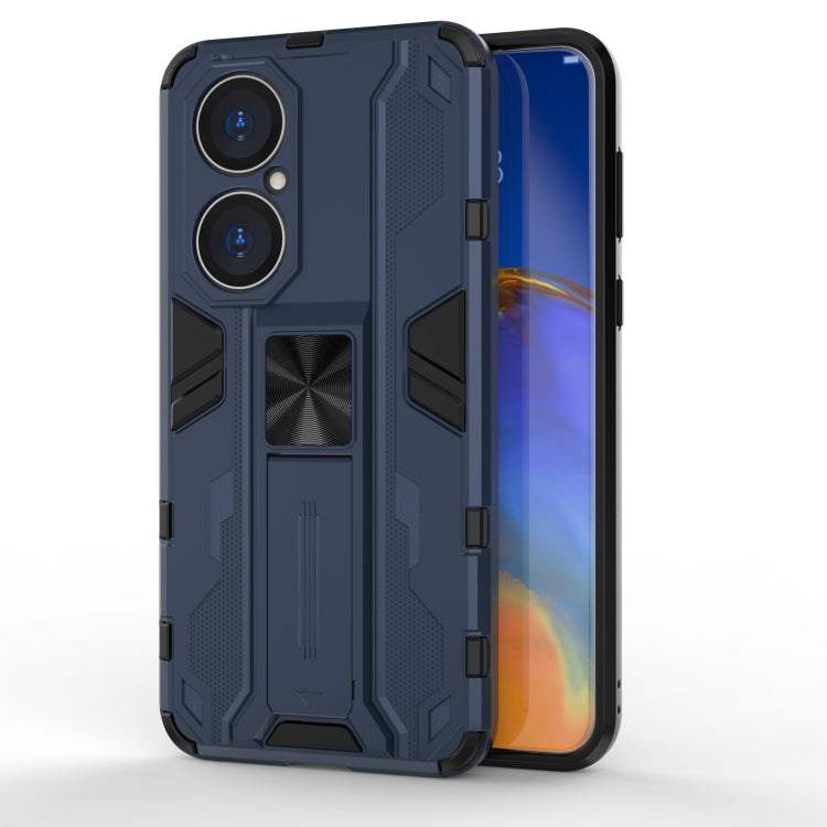 Para Huawei P50 Supersonic PC + TPU Funda protectora a prueba de golpes con soporte (azul oscuro)