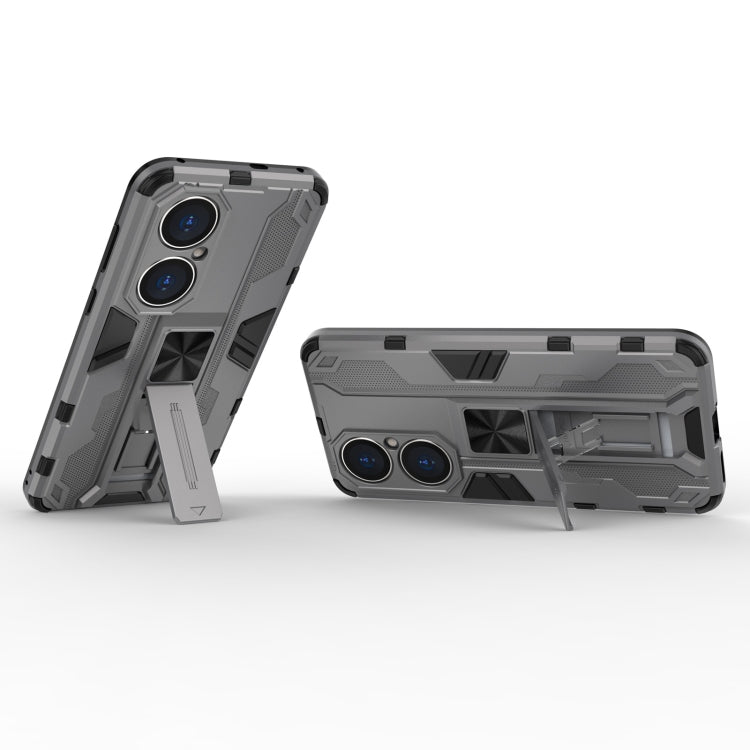 Para Huawei P50 SUPERSONIC PC + TPU Funda protectora a prueba de golpes con titular (gris)