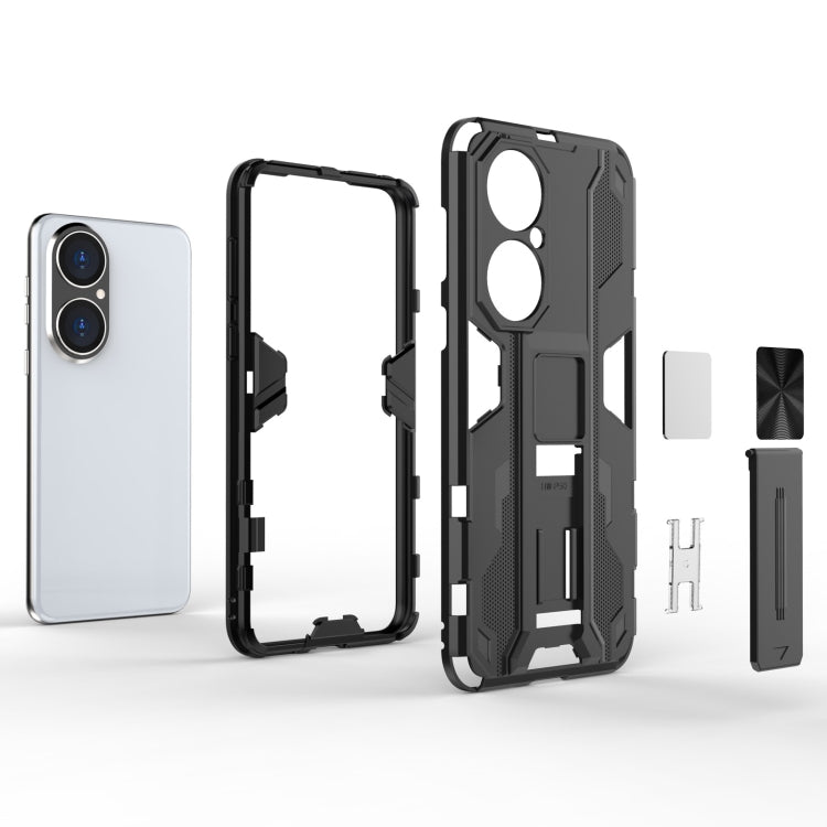 Para Huawei P50 SUPERSONIC PC + TPU Funda protectora a prueba de golpes con titular (gris)