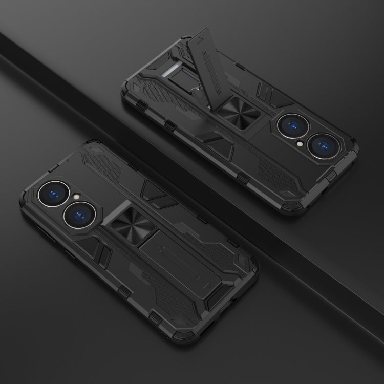 Para Huawei P50 Supersonic PC + TPU Funda protectora a prueba de golpes con titular (negro)