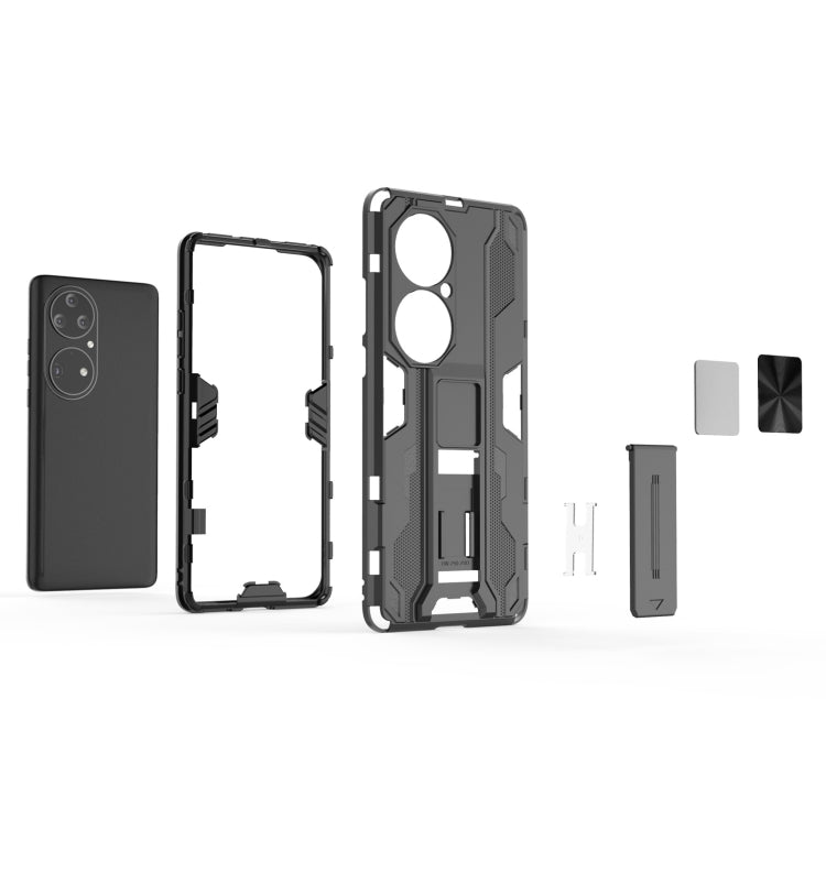 Para Huawei P50 Pro Supersonic PC + TPU Funda protectora a prueba de golpes con titular (azul oscuro)