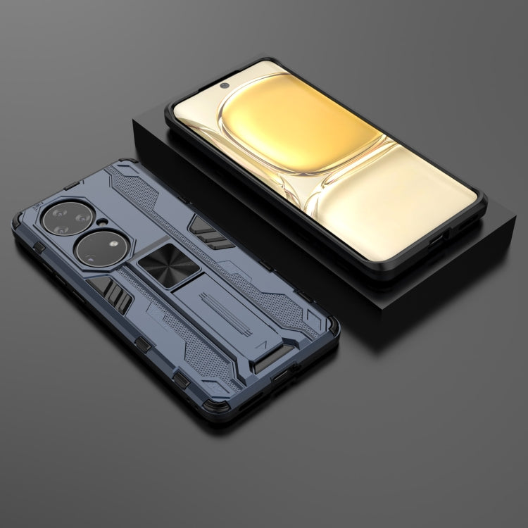 Para Huawei P50 Pro Supersonic PC + TPU Funda protectora a prueba de golpes con titular (azul oscuro)