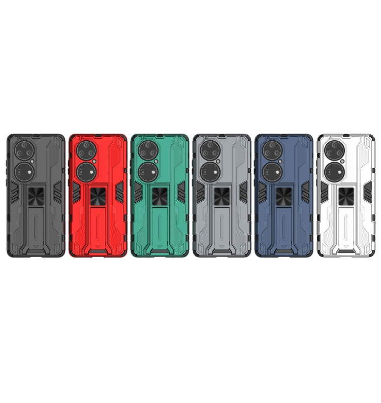 Para Huawei P50 Pro Supersonic PC + TPU Funda protectora a prueba de golpes con titular (gris)
