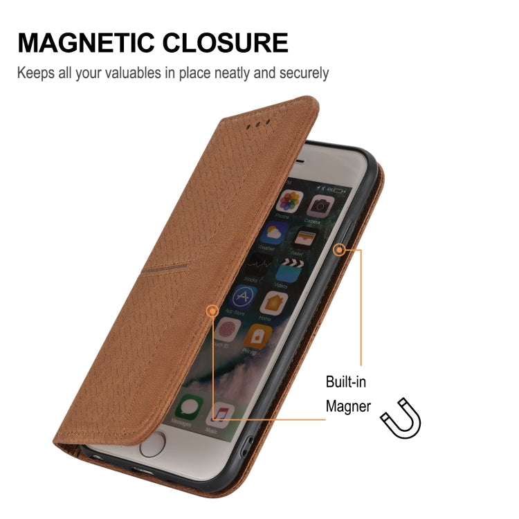 Para Huawei P50 Textura Textura Magnética Caja de cuero Horizontal Flip PU con soporte y ranuras para tarjetas y Filtera (Marrón)