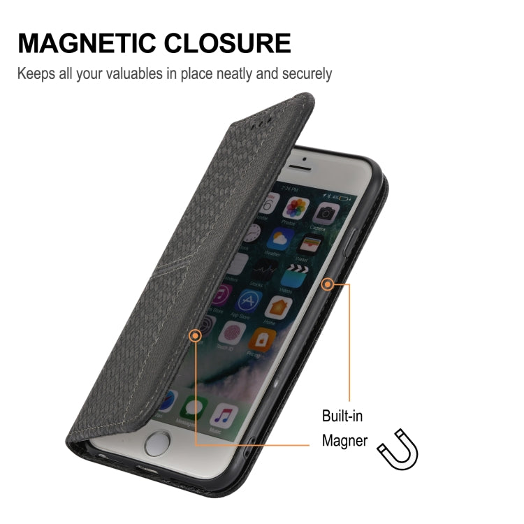 Para Huawei P50 textura tejida costura magnética Horizontal Flip PU Funda de cuero con soporte y ranuras para tarjetas y billetera y cordón (negro)